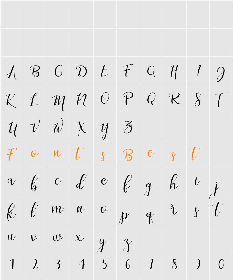 adaline script Character Map