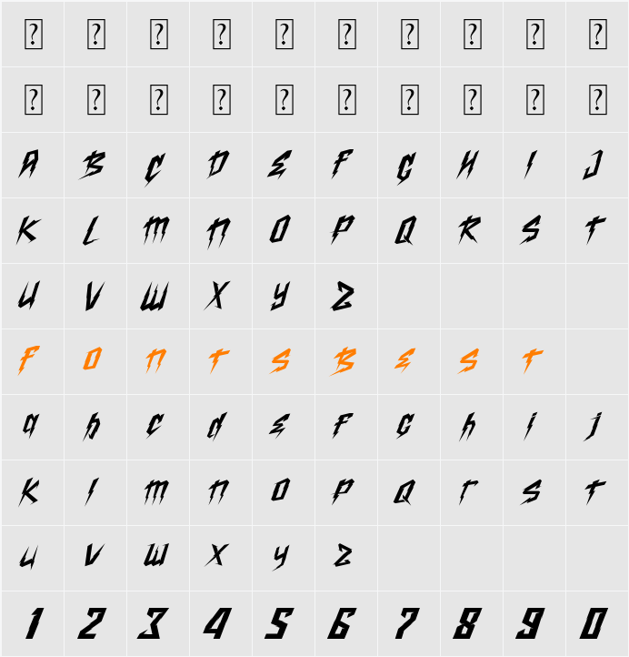 Bledek Character Map