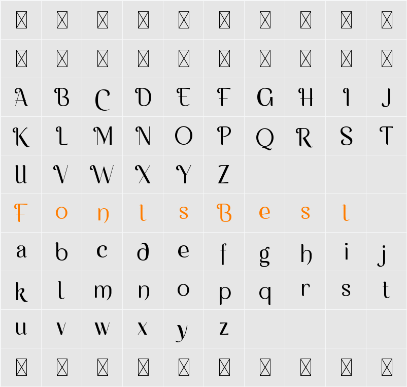 Calvoline Personal Use Character Map