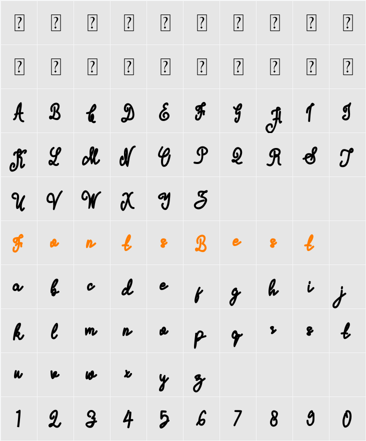 Serene Lines Character Map