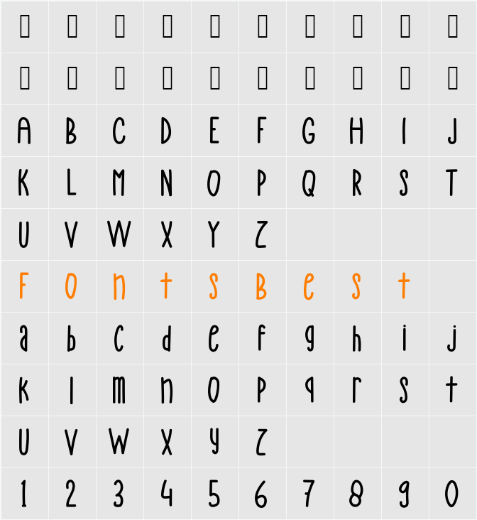 Alpukado Character Map