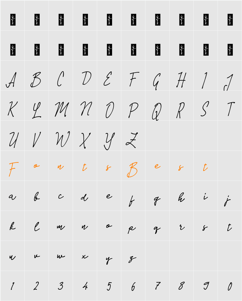 L Larisan Notes Character Map