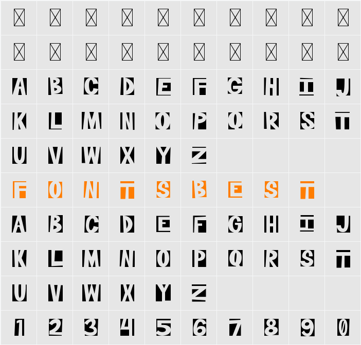 SUNRIZE Character Map