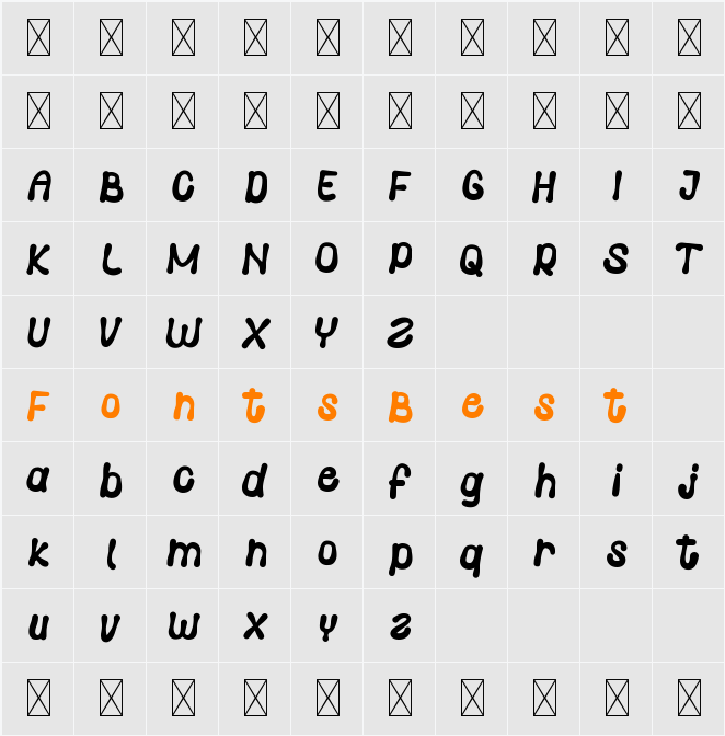 Hello Honey Character Map