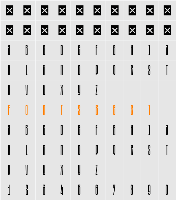 SFT Sushka TRIAL Flat Thin Character Map