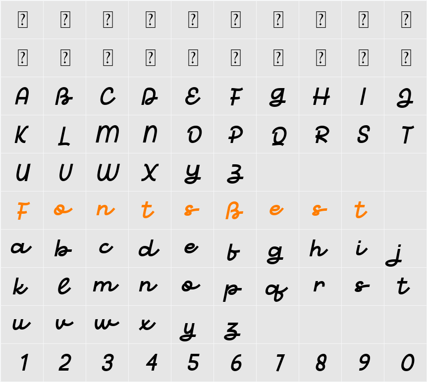 Belong Nightly Character Map