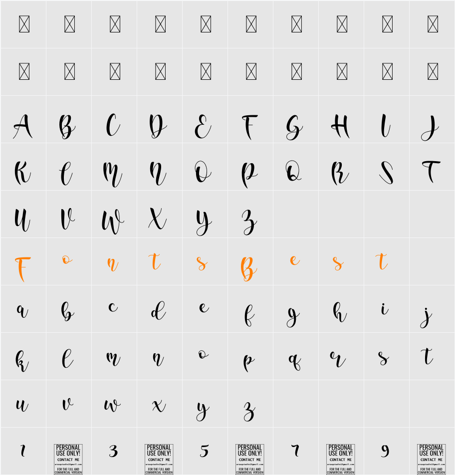 Water Splash Script Character Map