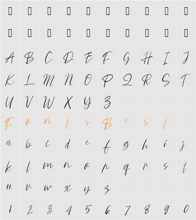 SecureSignature Character Map