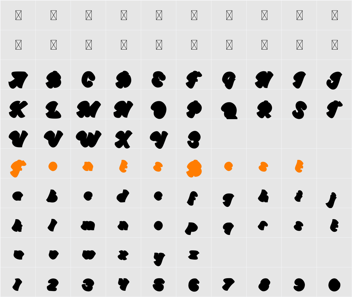 Sweet Joys Shadow Character Map