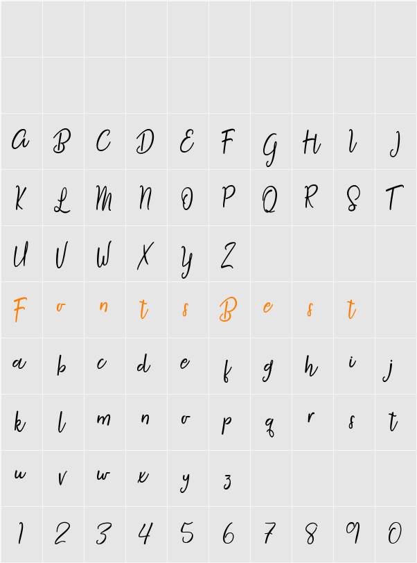 Agustine Script Character Map