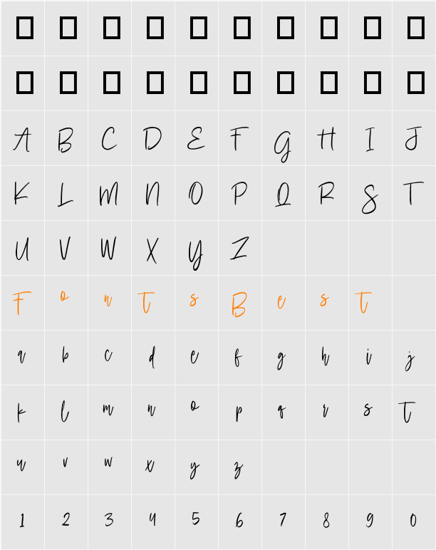 Amallinda Script Character Map