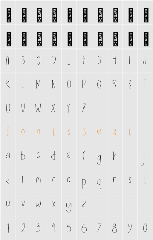 Nimo Tepen Personal Use Character Map
