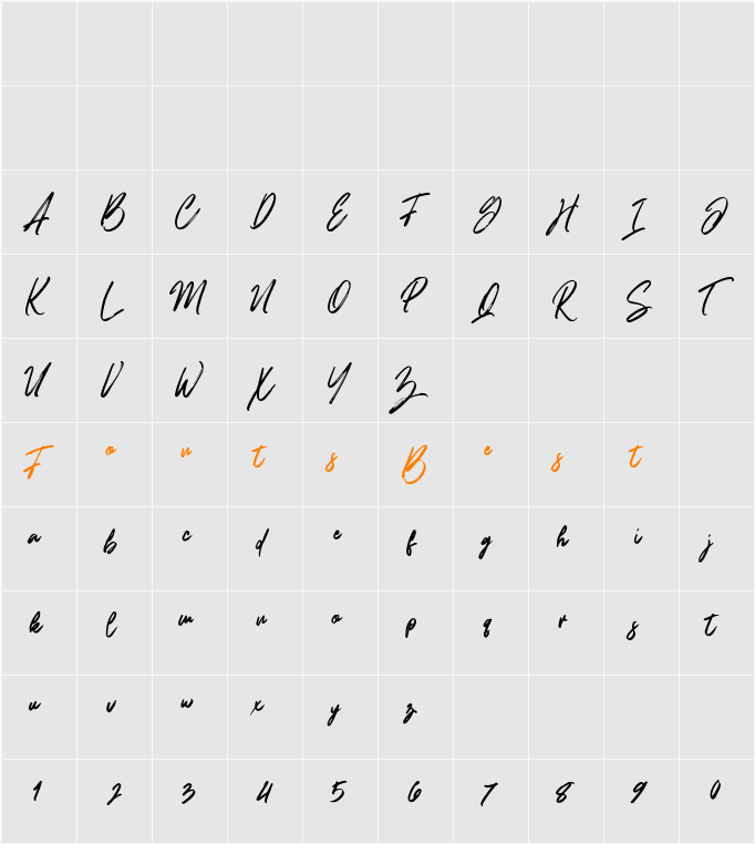 Brushfox Character Map