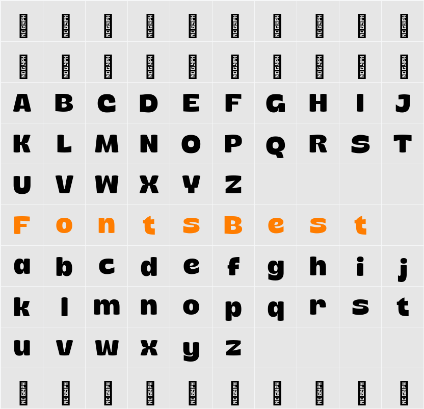 Sun Plumps Extrabold Character Map