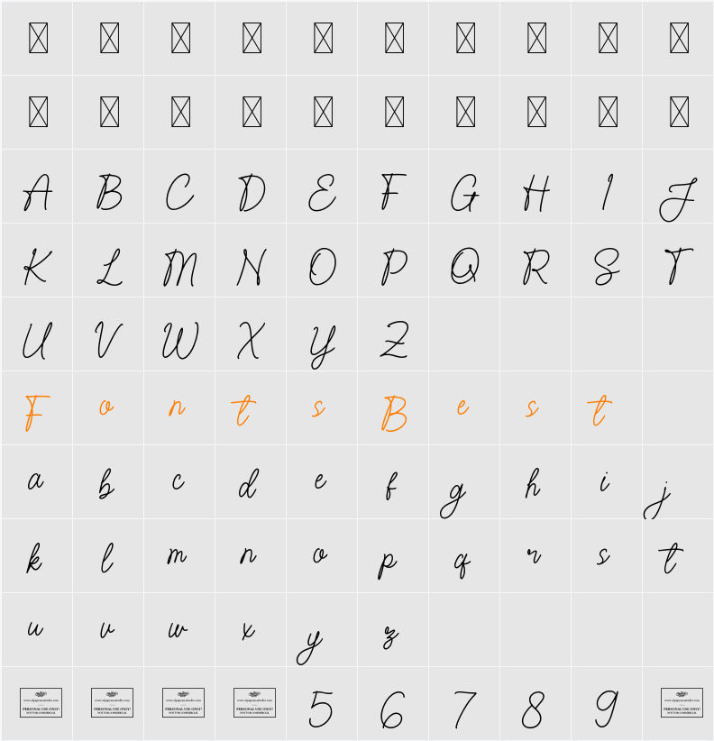Amethyst Signature Free Character Map