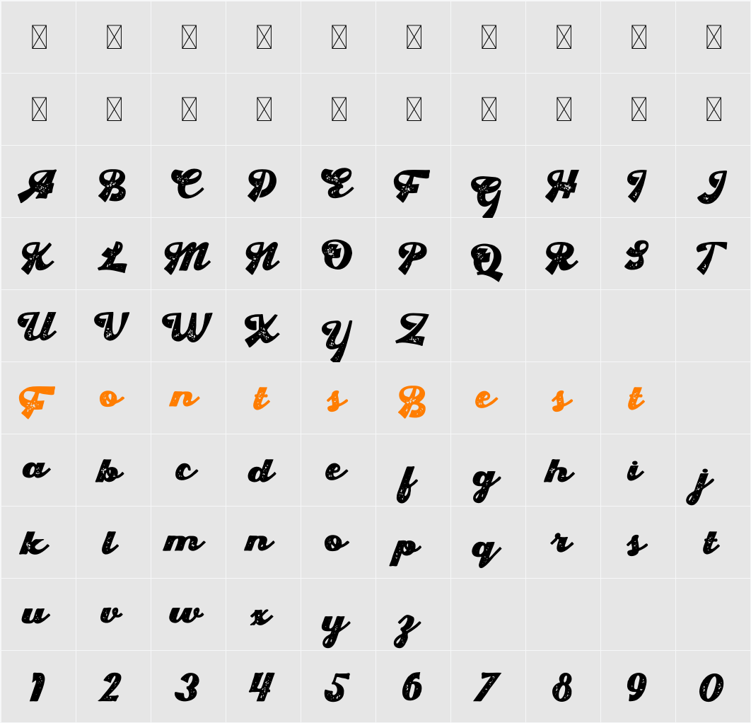 Rumble King Texture Character Map