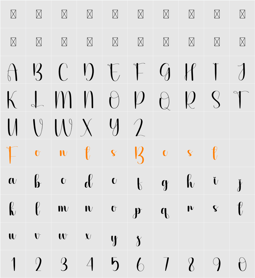 Bushy Character Map