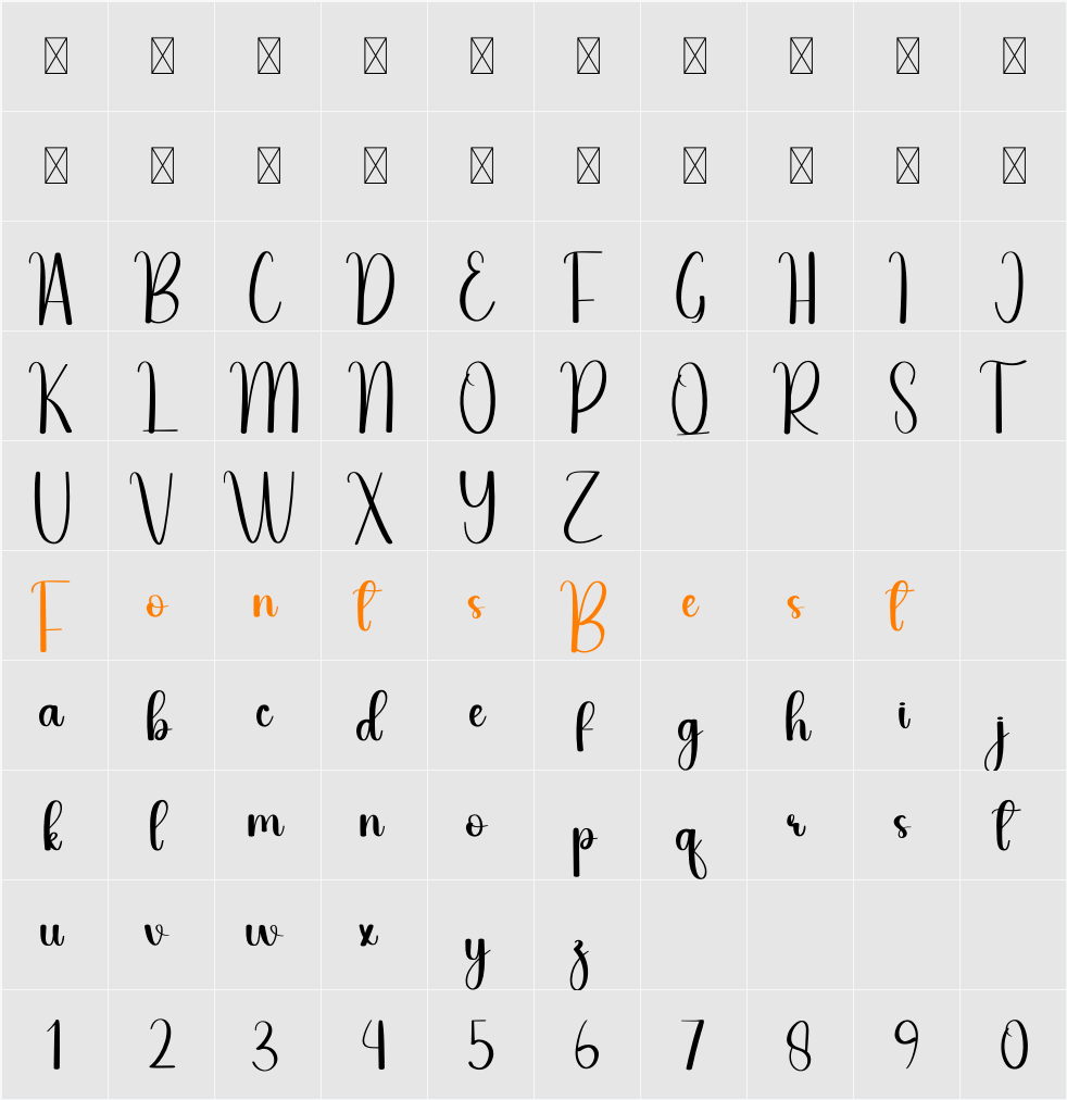 Calendar Character Map