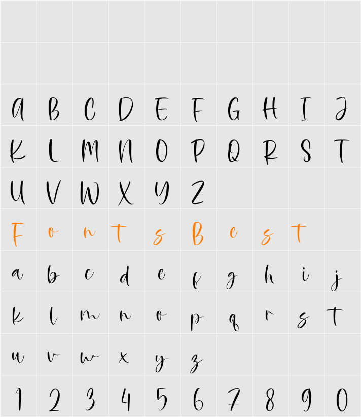 Rusliny Script Character Map