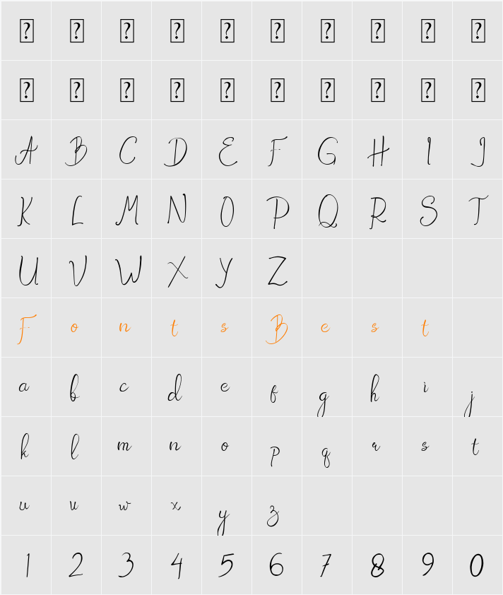 Amadora Personal Use Only Character Map
