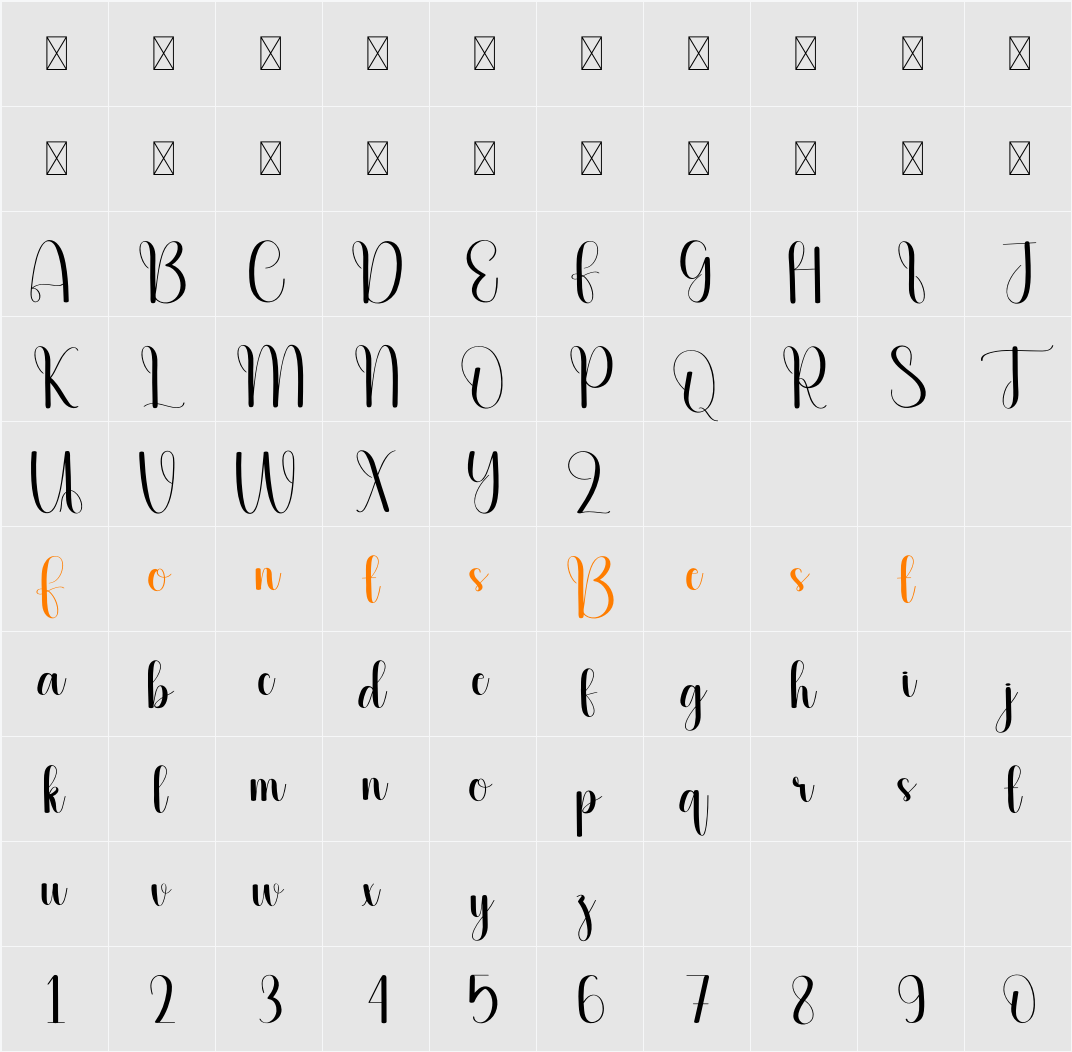 Penmanship Character Map
