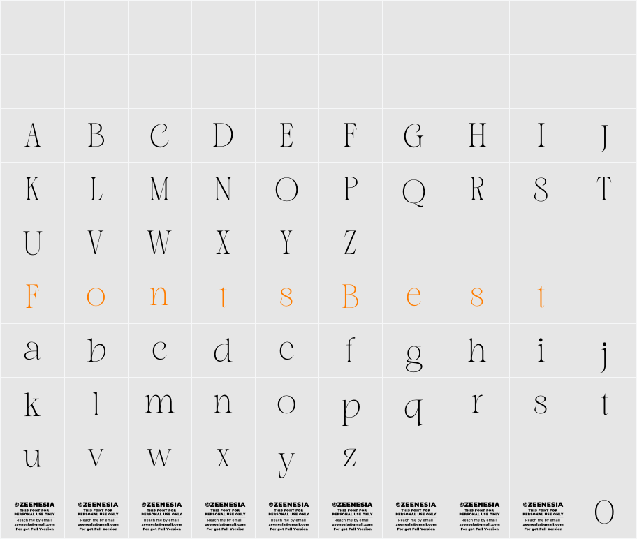 Nebulen Personal Use Only Character Map