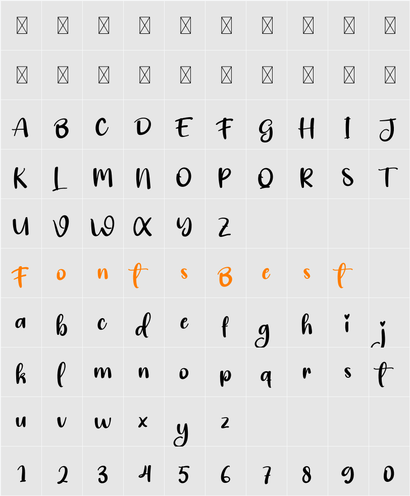 Welcome Signature Character Map