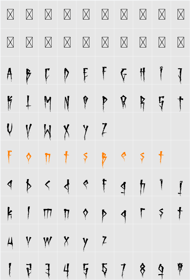 Brutal Brushstrokes Two Character Map