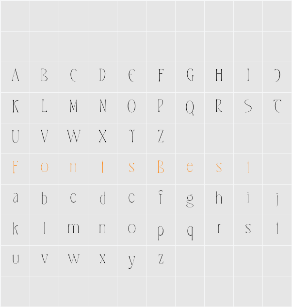 Cajoles DEMO Thin Character Map