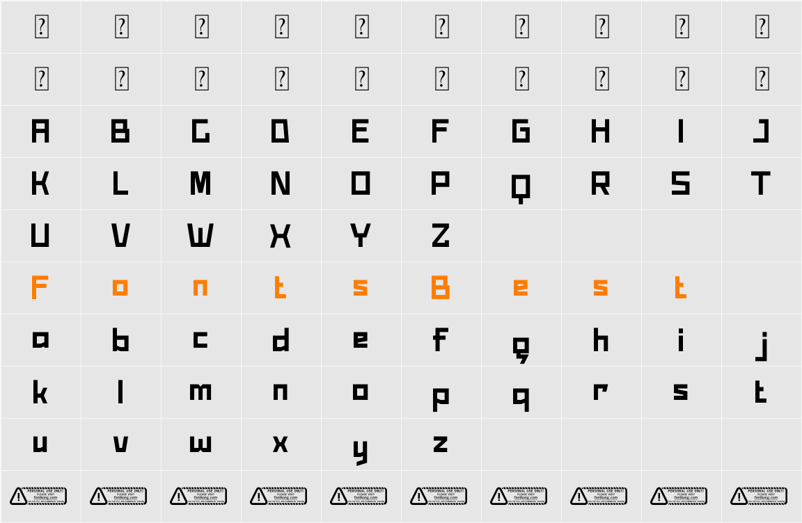 Eboxio PERSONAL USE ONLY! Character Map