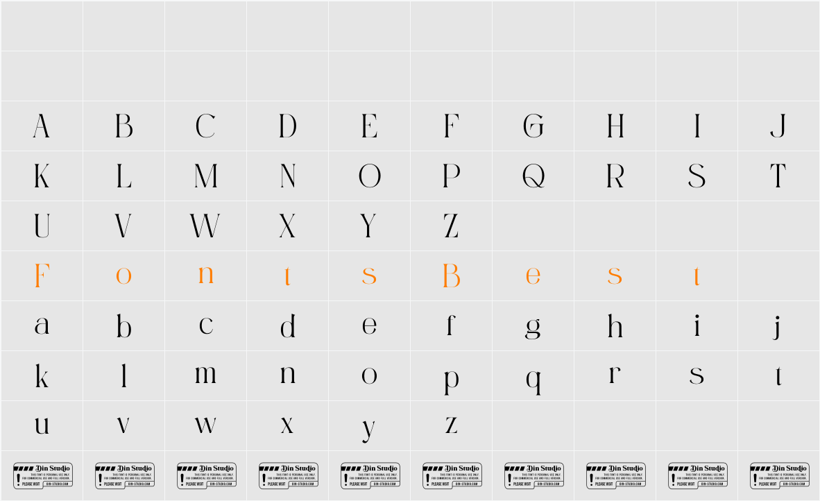 Finest Romance Serif Character Map