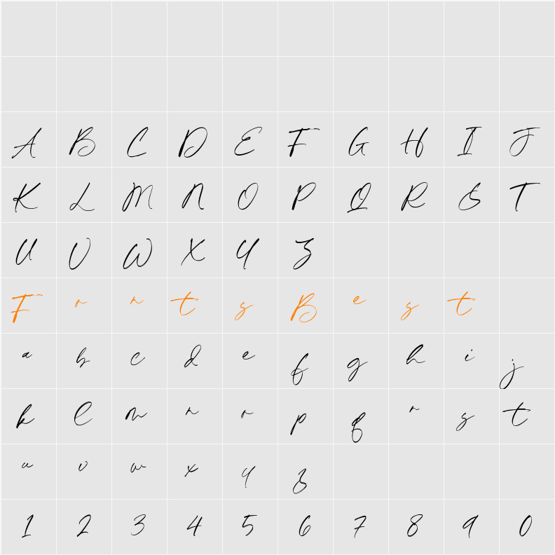 Merlinda Signature Character Map