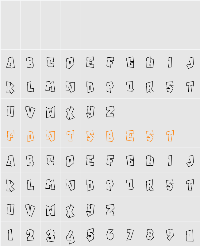 Blamtastic Outline Character Map