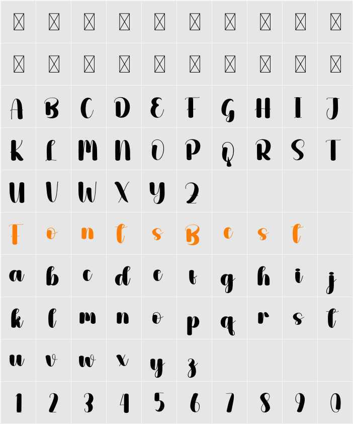 Datepalm Character Map