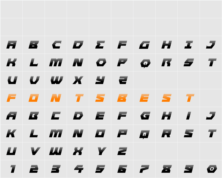 Cyberform Halftone Italic Character Map