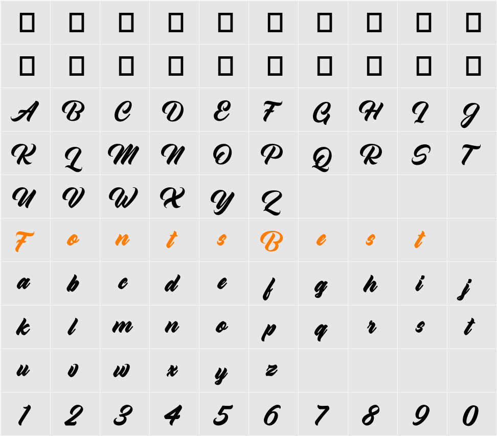Yowesta Character Map