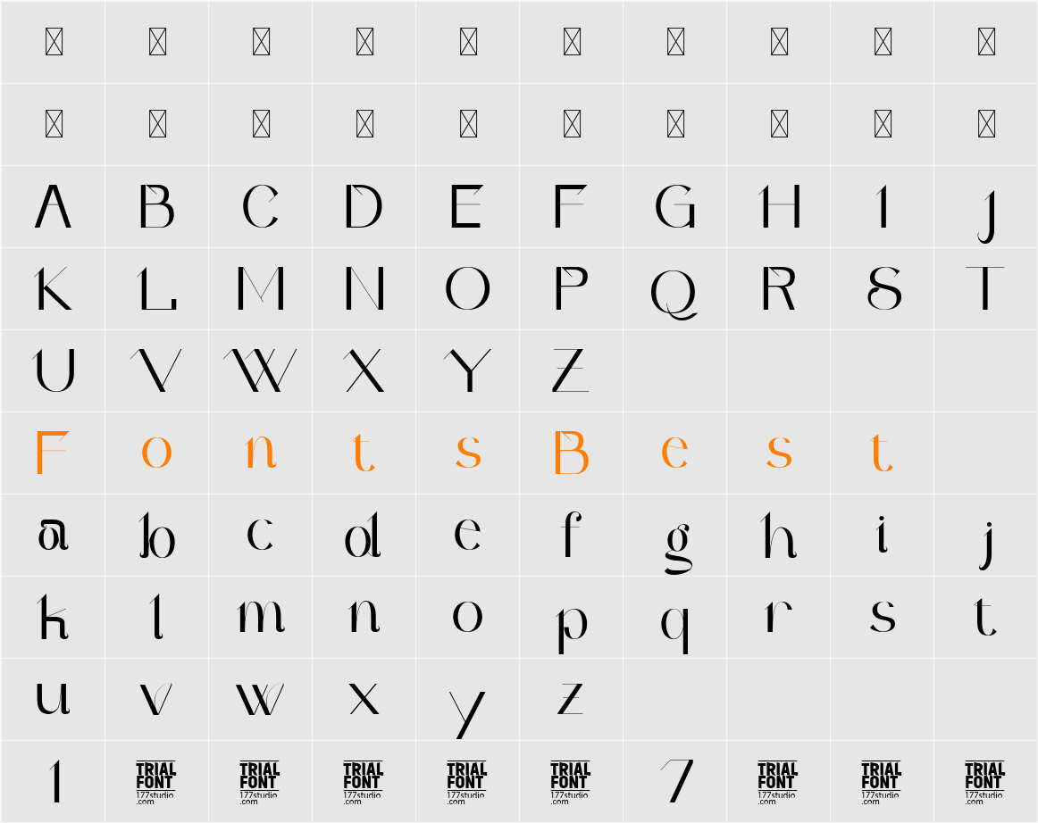 Quater Elegant Demo Character Map