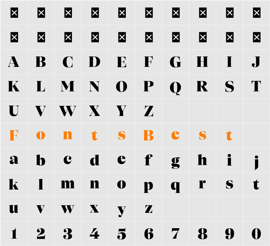 SFT Schrifted Serif TRIAL D D Black Character Map