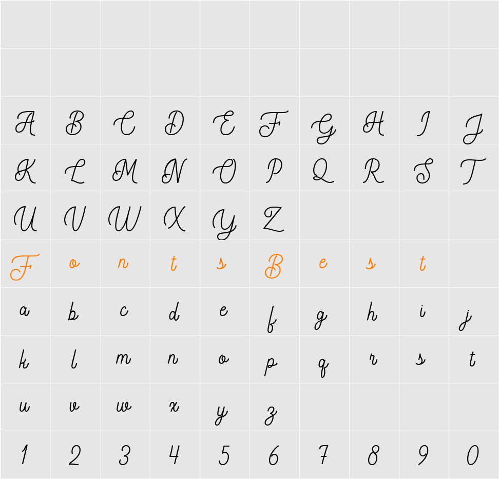 Barlington Character Map