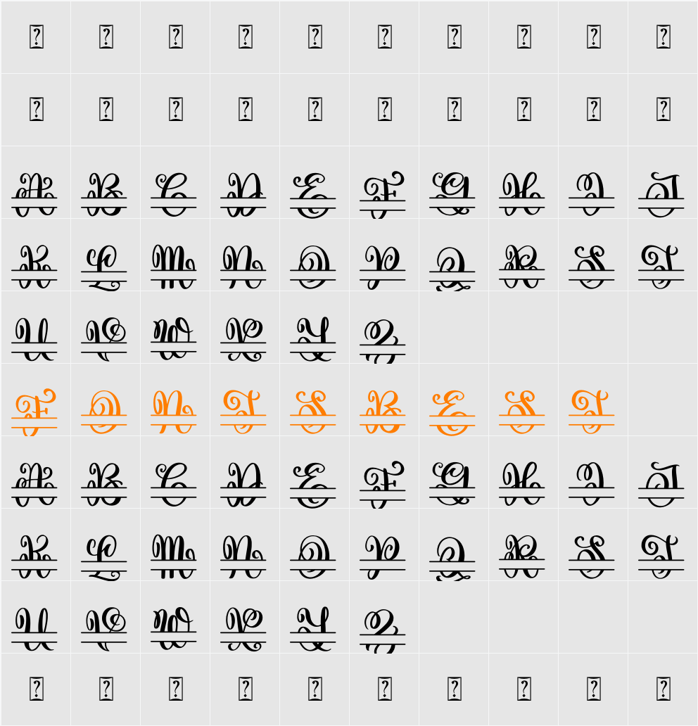 Vase Monogram Character Map