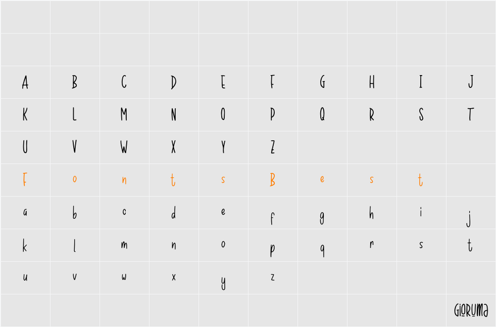 Gioruma Character Map