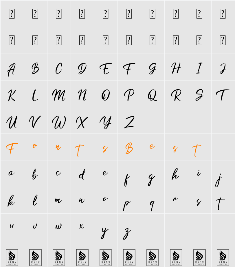 Claratyn Character Map