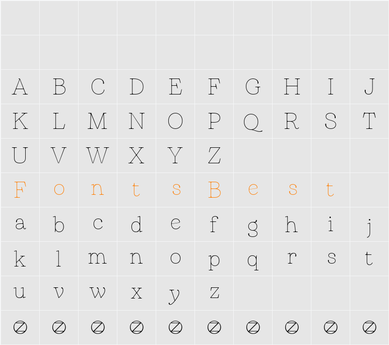 Bogart Trial Thin Character Map