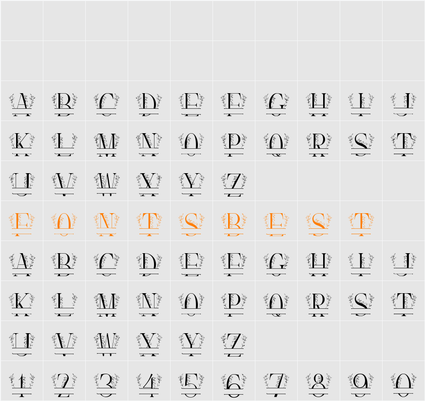 Simple Leaves Monogram Character Map