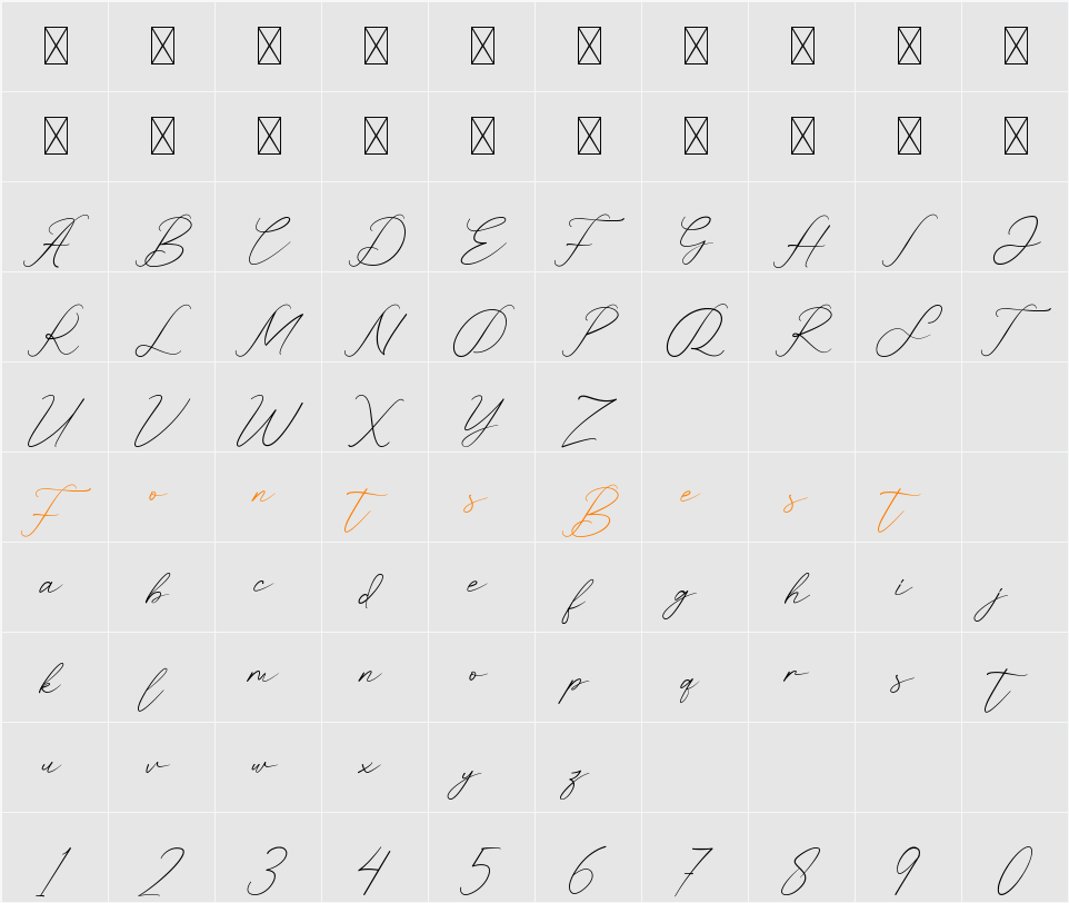 Oriella Character Map
