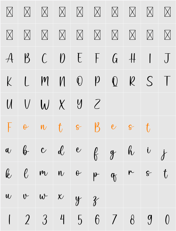Adelia Character Map