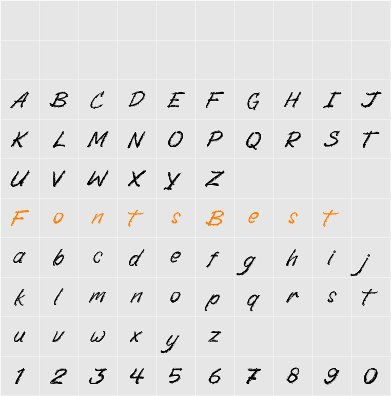 Scaratick  FreePersonalUse Character Map