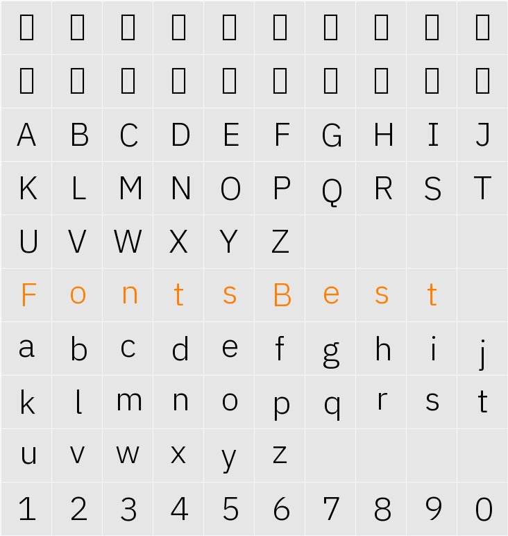 IBM Plex Sans KR Light Character Map