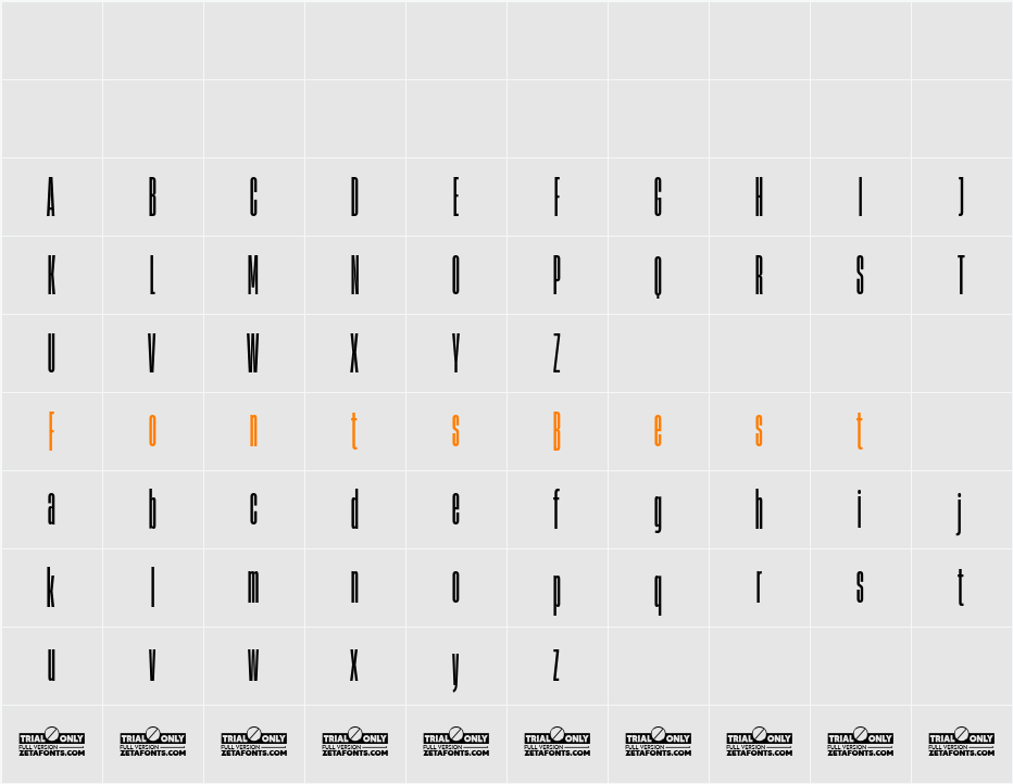Heading Now Trial 04 Character Map