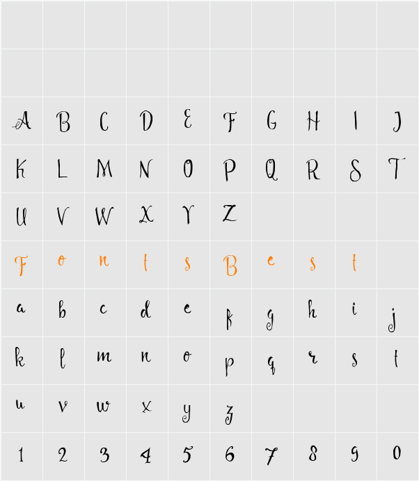 Angelia Script Free Demo Character Map